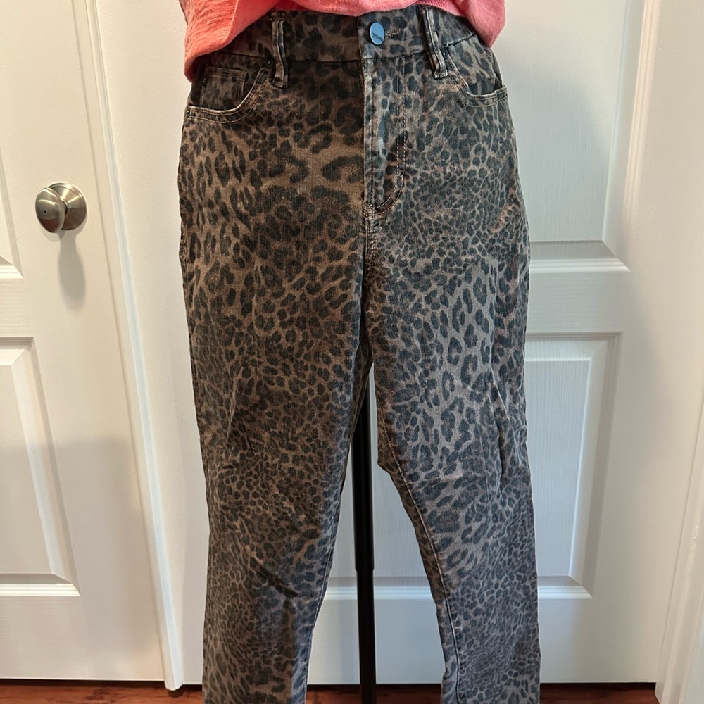 Dear John Leopard Print Straight Leg Jeans